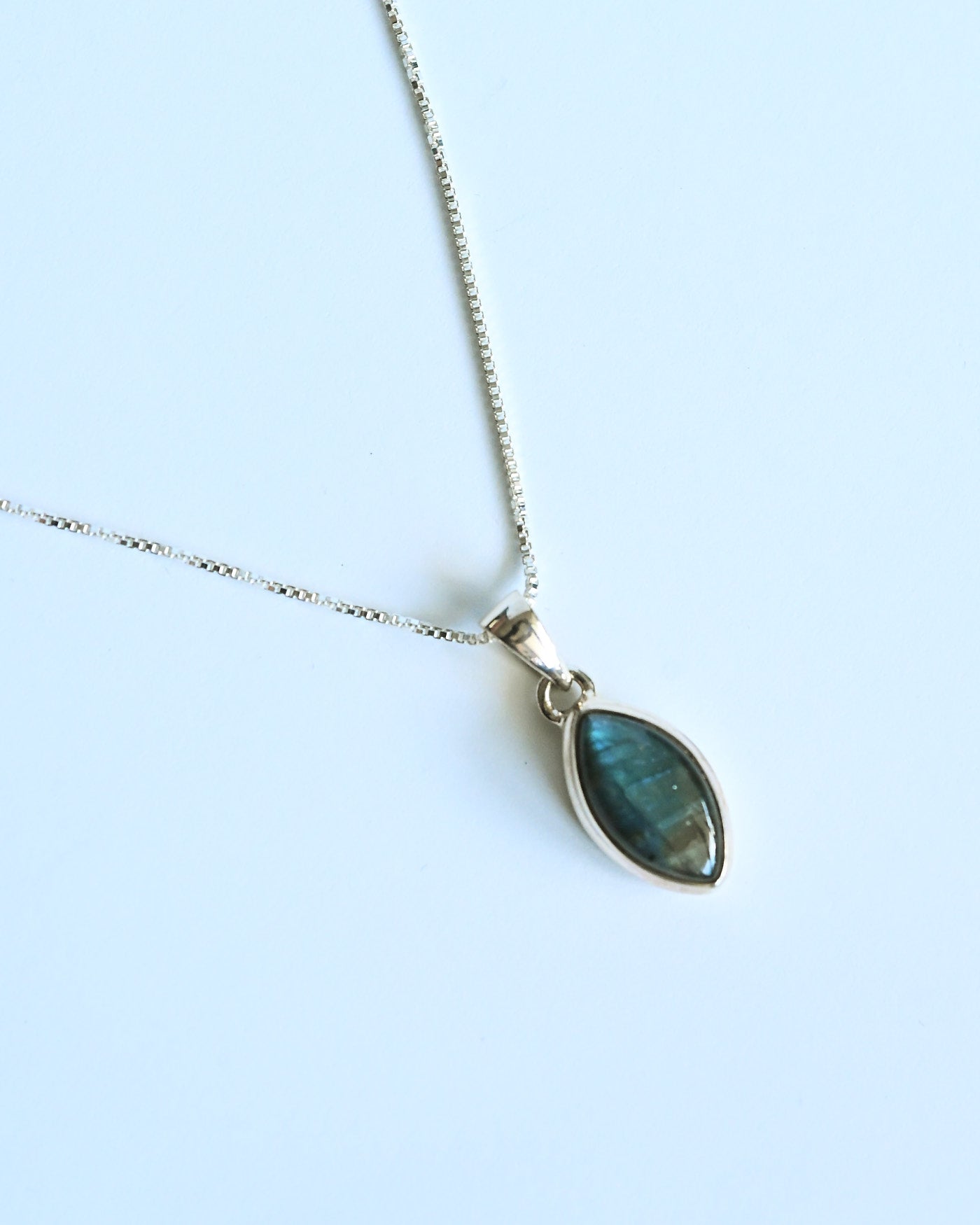 Labradorite Pendant — Sterling Silver — marquise