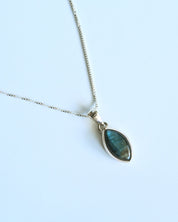 Labradorite Pendant — Sterling Silver — marquise