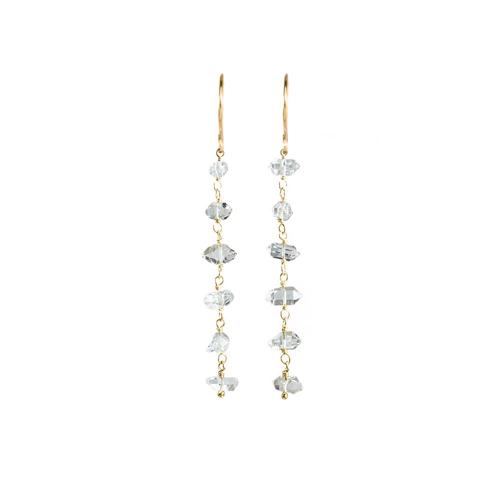 Long Herkimer Diamond Drop Earrings Gold-Fill - Crystals.com