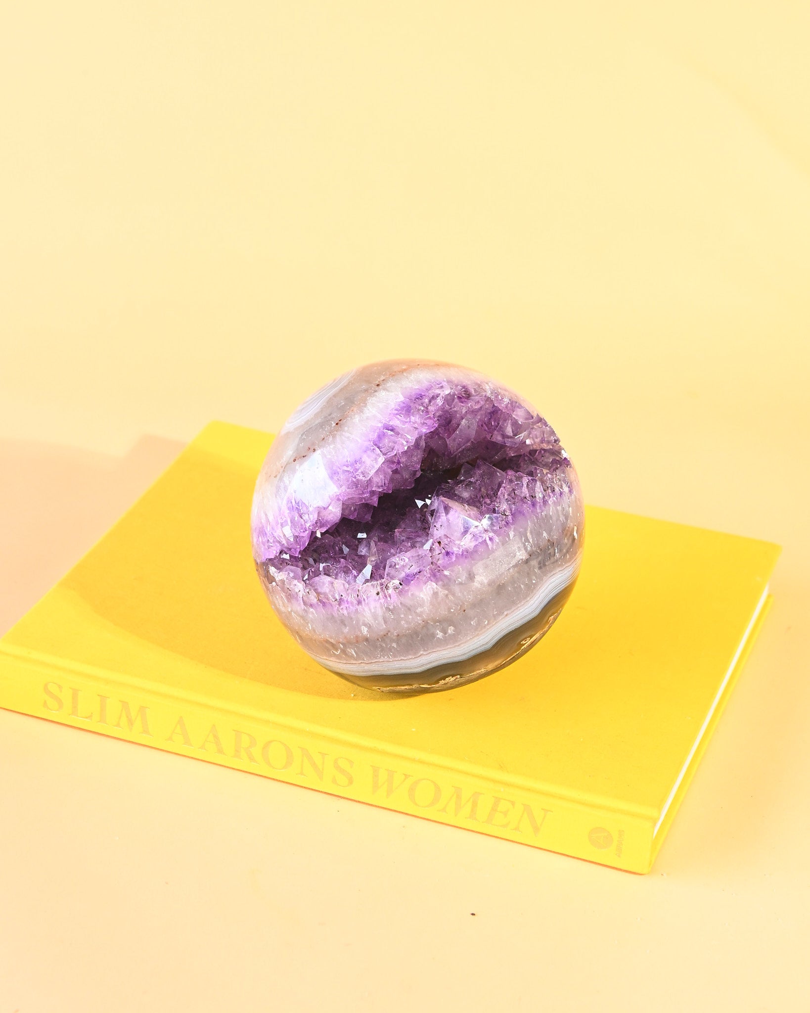 Amethyst Geode Sphere 9lbs - natural amethyst crystal sphere side view