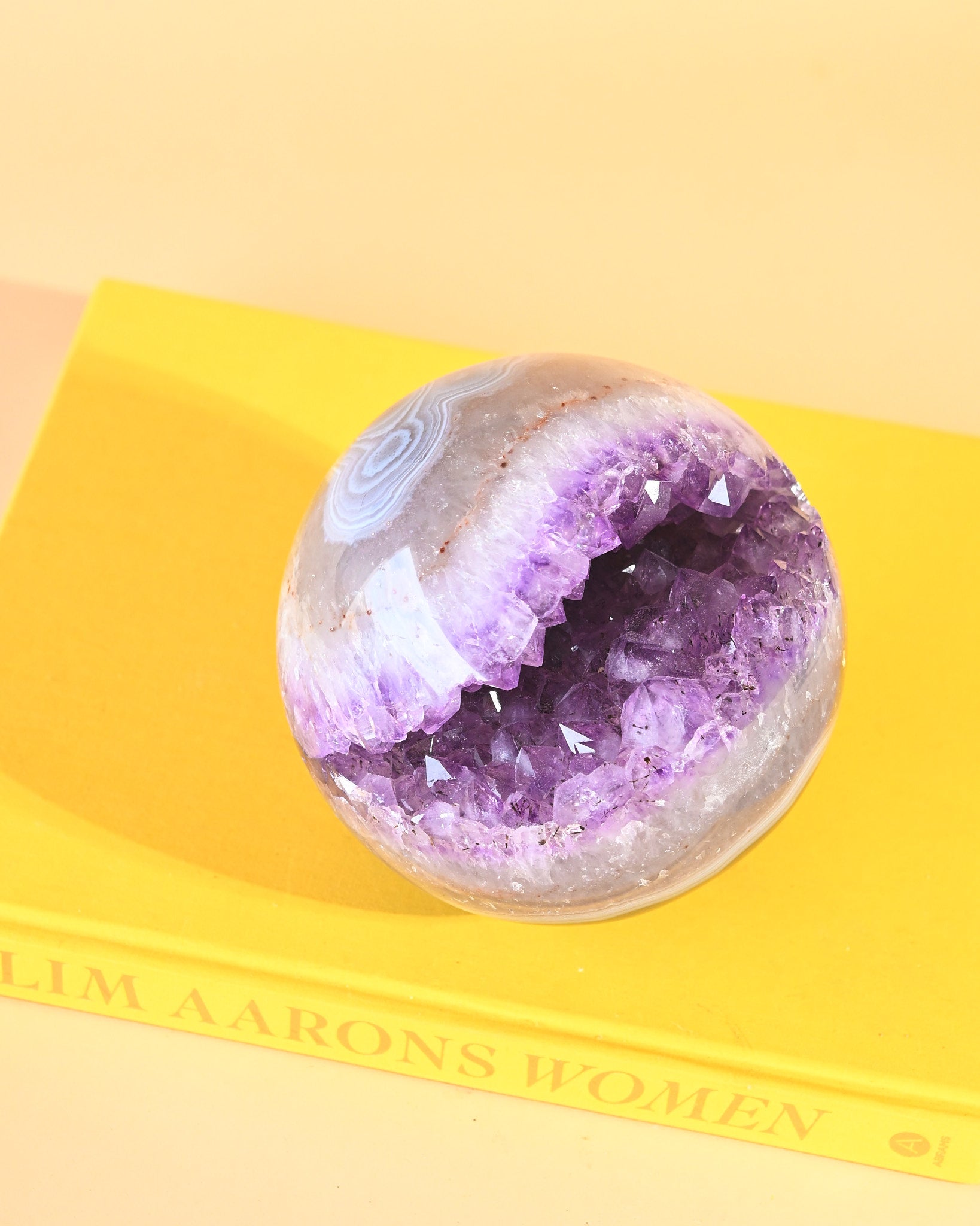 Amethyst Geode Sphere 9lbs - natural amethyst crystal sphere close up detail