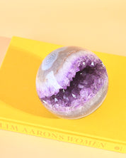 Amethyst Geode Sphere 9lbs - natural amethyst crystal sphere close up detail