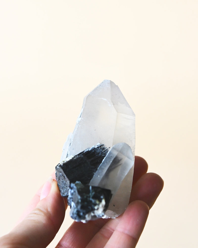 Hyalite Opal on Feldspar with Schorl