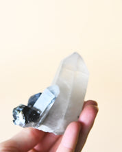 Hyalite Opal on Feldspar with Schorl - natural opal crystal rough natural scale view