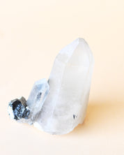 Hyalite Opal on Feldspar with Schorl - natural opal crystal rough natural view 8