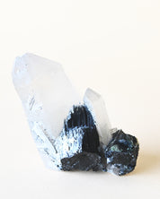 Hyalite Opal on Feldspar with Schorl - natural opal crystal rough natural view 11