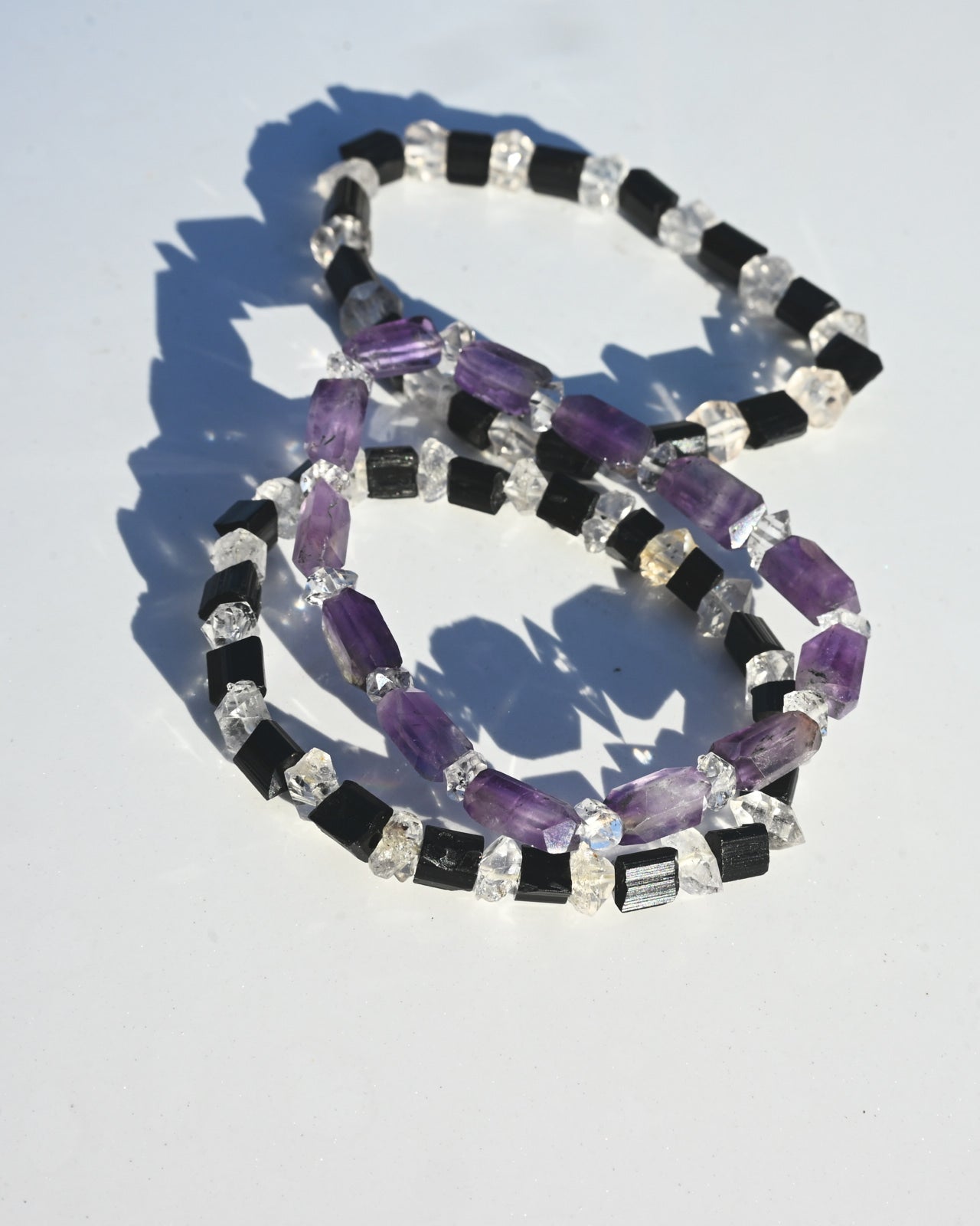 Amethyst and Herkimer Diamond Bracelet