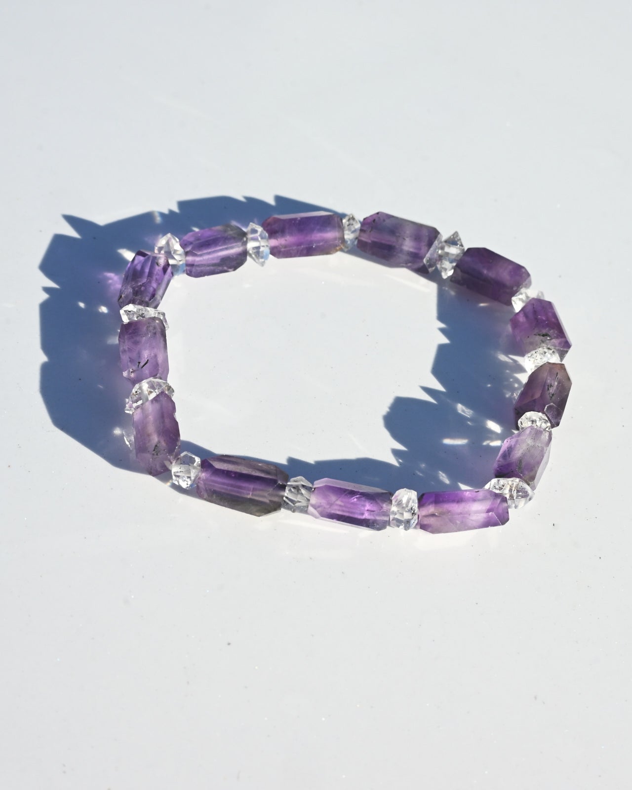 Amethyst and Herkimer Diamond Bracelet