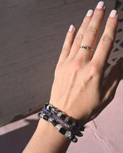 Amethyst and Herkimer Diamond Bracelet