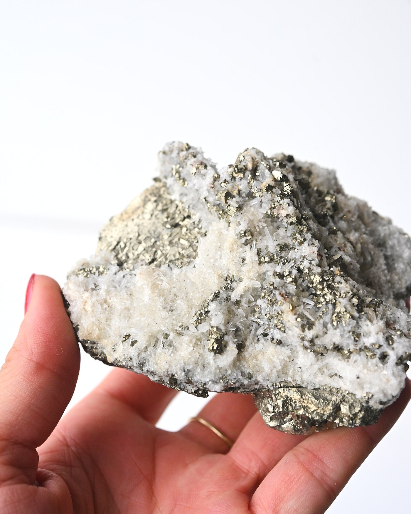 Pyrite and Quartz Crystal Cluster 4in