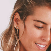 Moon & Star Blue Topaz Chain Earring