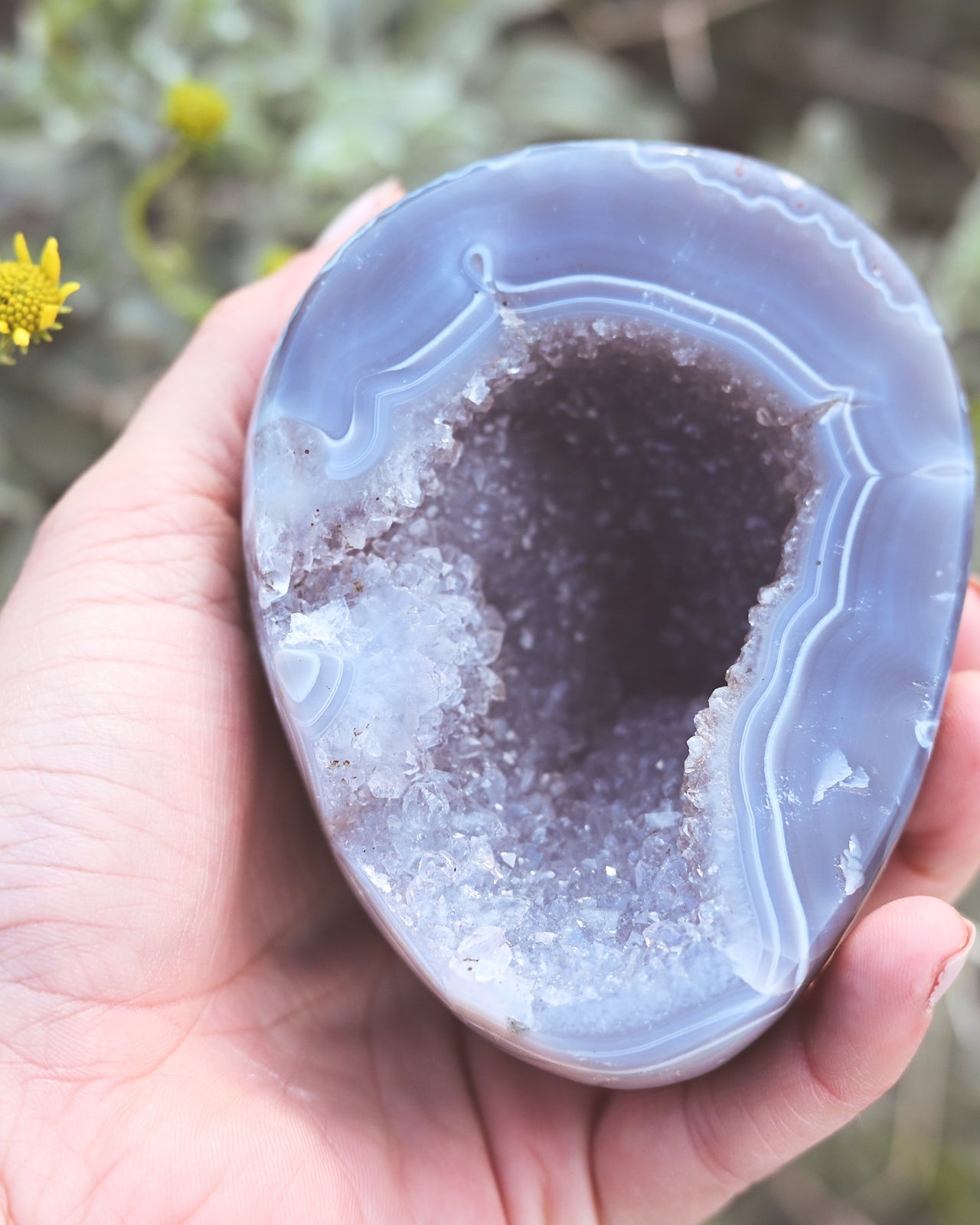 Blue Lace Agate Geode Freeform - agate crystal geode view 8