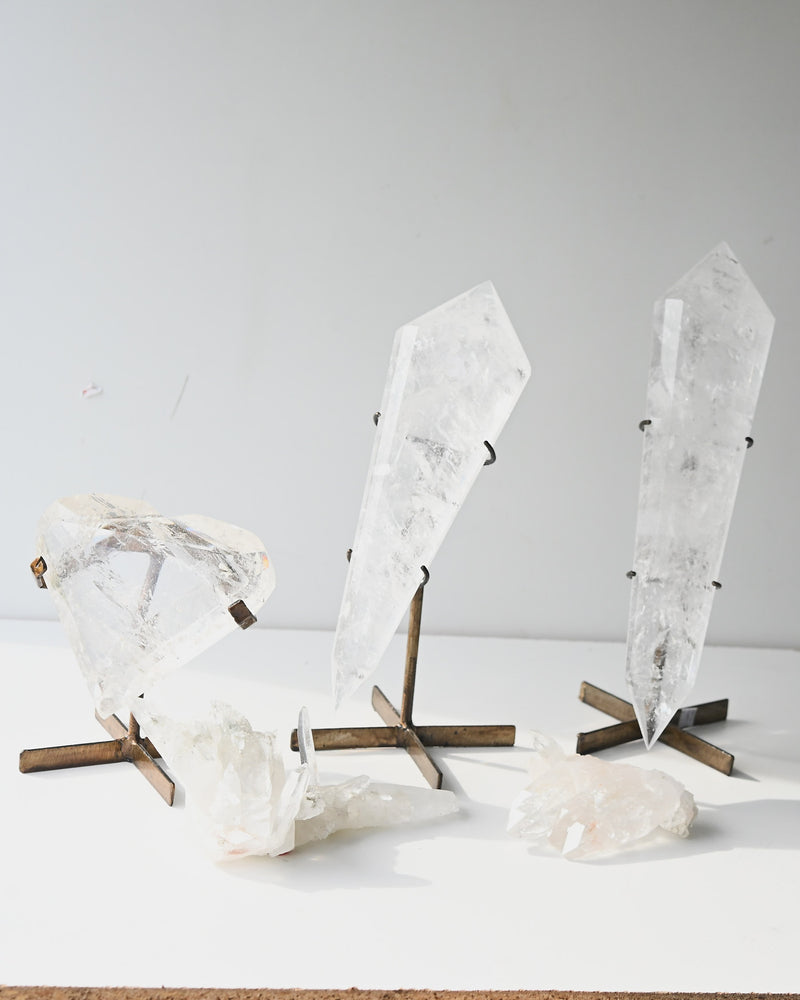 Clear Quartz Double Terminated Point on Stand