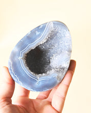 Blue Lace Agate Geode Freeform - agate crystal geode scale view