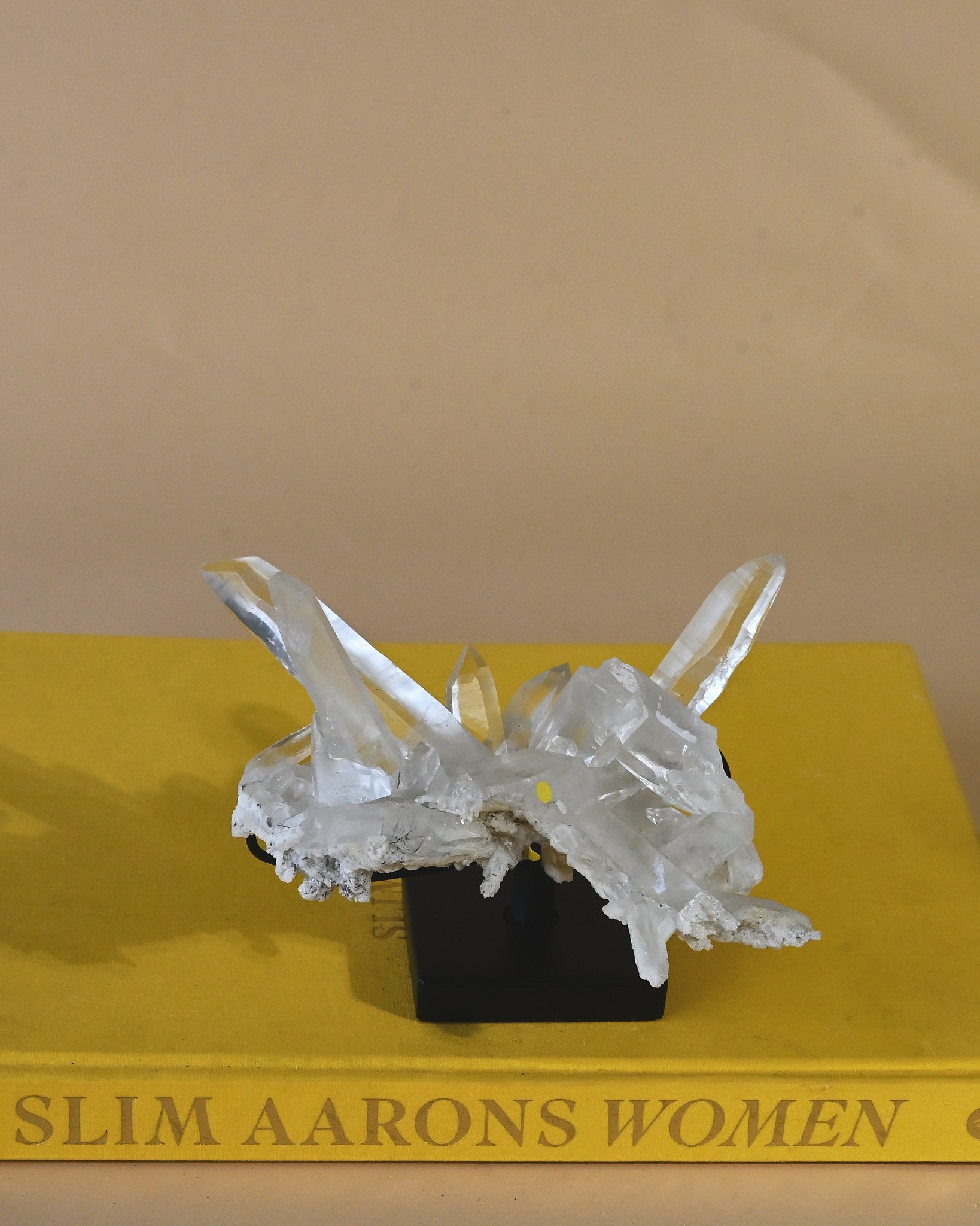 Diamantinas Quartz Cluster on Rotanting Stand - side view