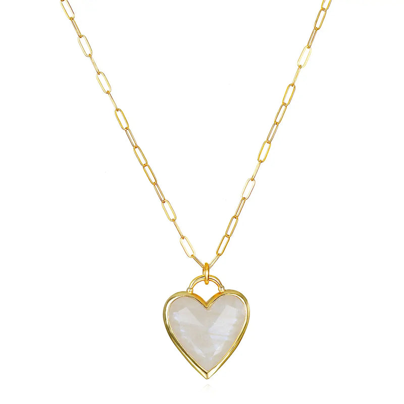 Framed Heart Necklace-Moonstone
