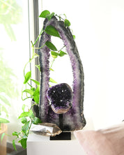 Statement amethyst cathedral geode from Brazil - interior crystal detail