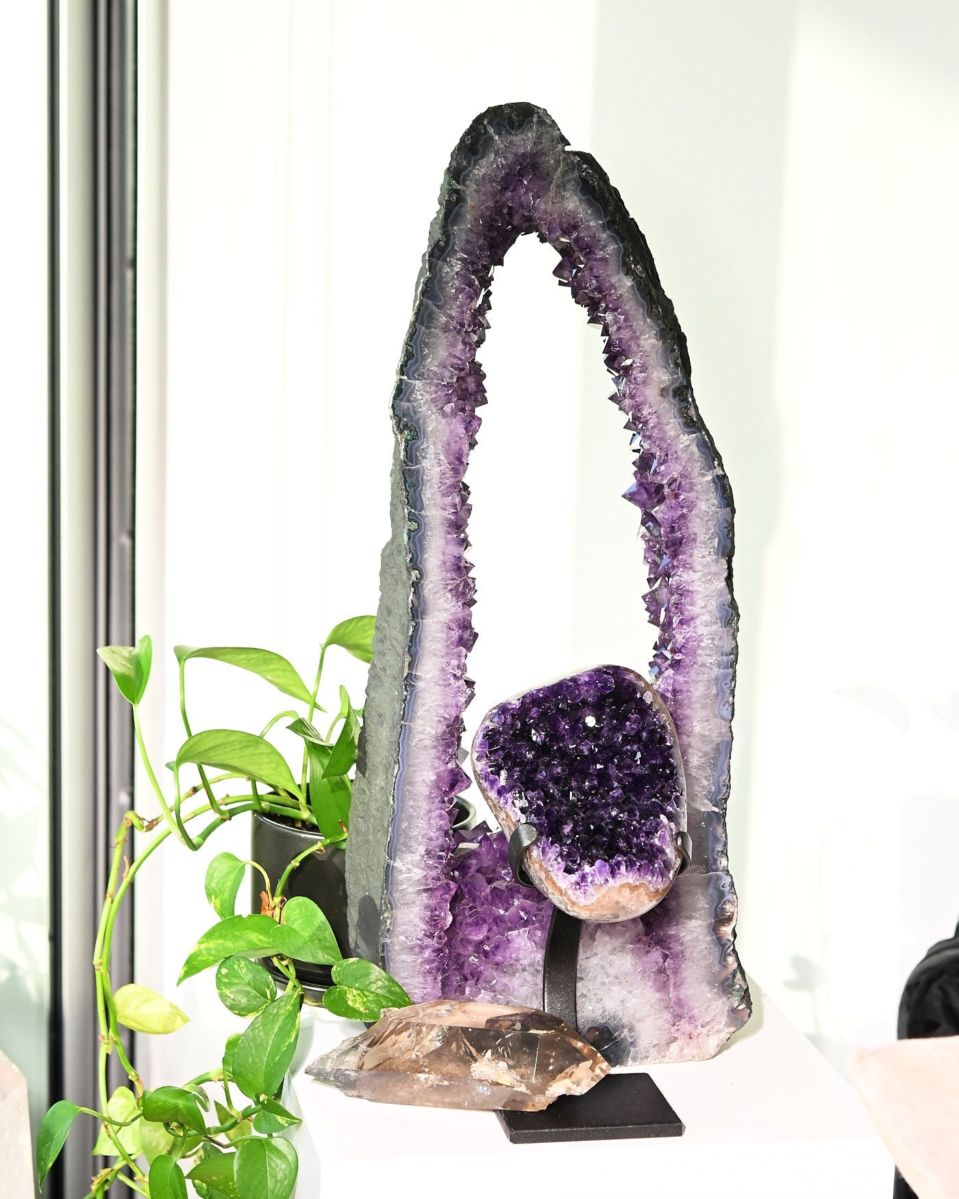 22 lb amethyst cathedral from family-owned Brazilian mine - natural agate banding