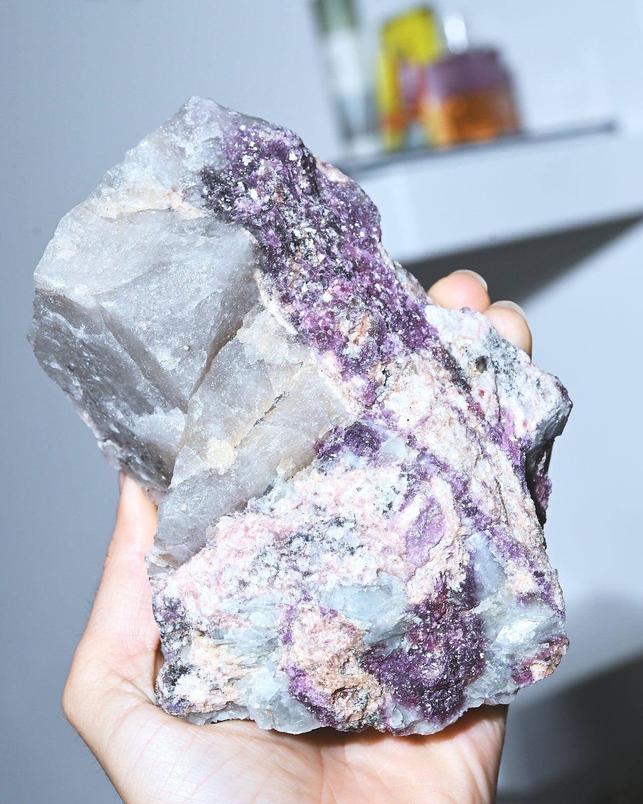 Natural Rough Lepidolite + Aquamarine 5in