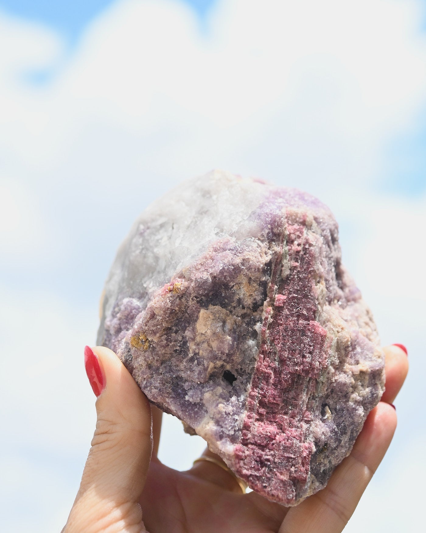 Natural Rough Lepidolite + Pink Tourmaline