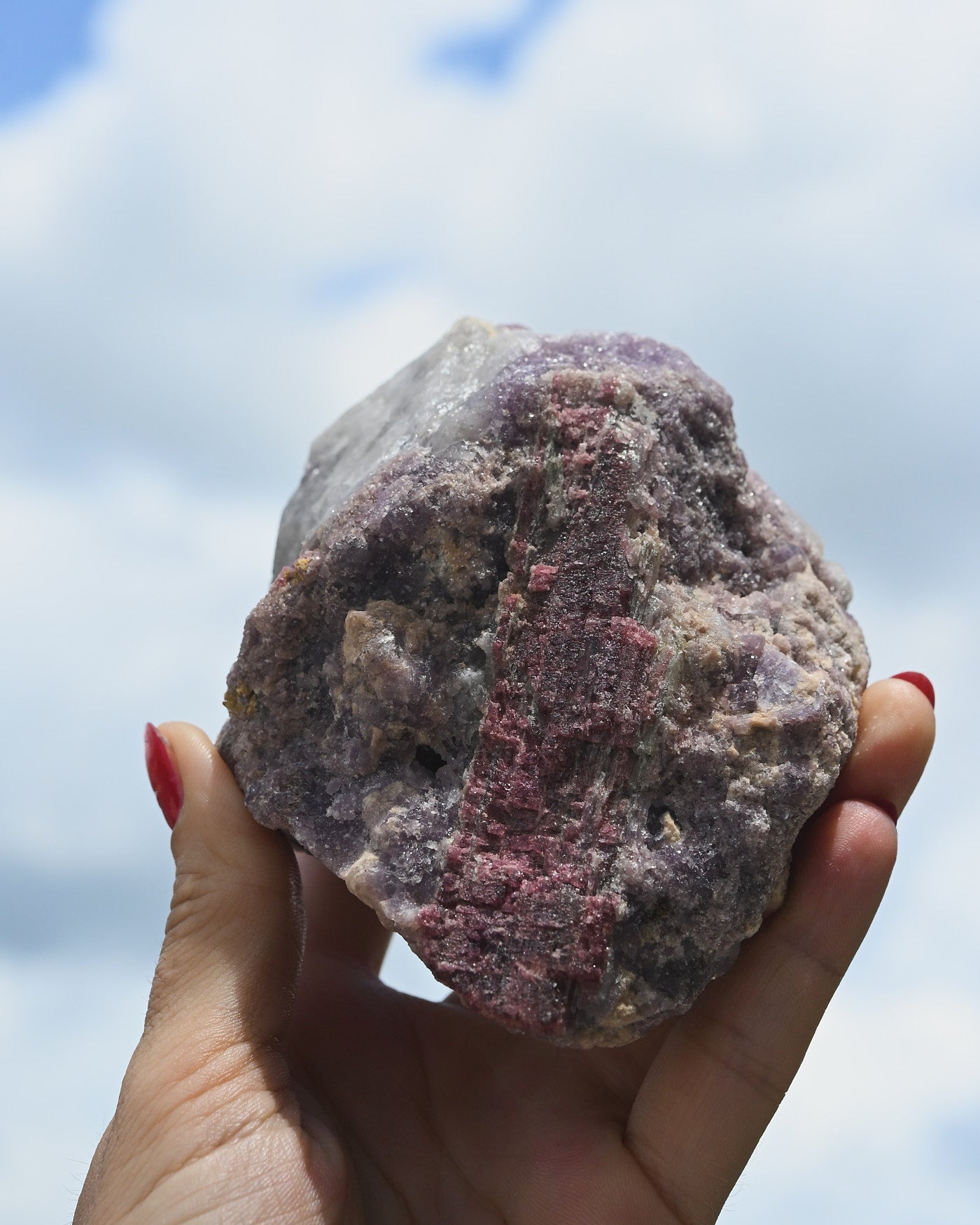 Natural Rough Lepidolite + Pink Tourmaline