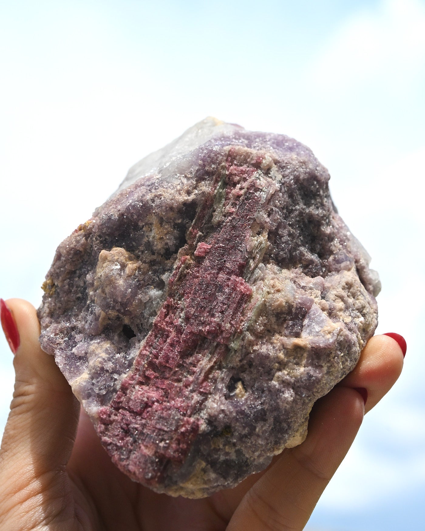 Natural Rough Lepidolite + Pink Tourmaline