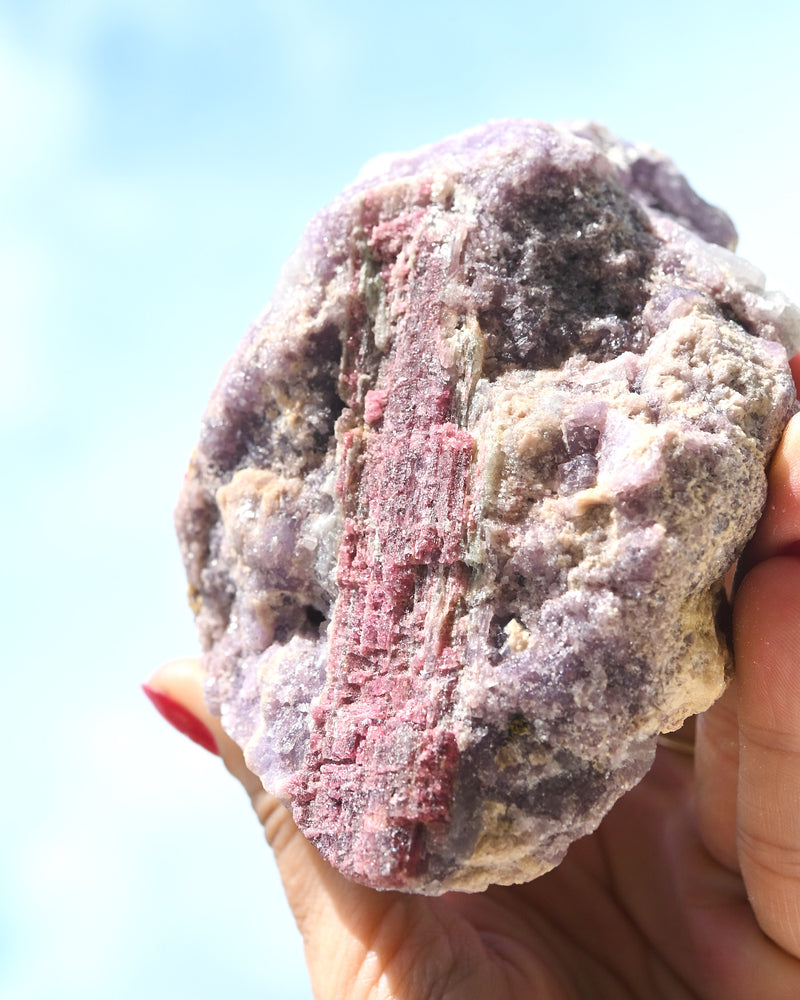 Natural Rough Lepidolite + Pink Tourmaline