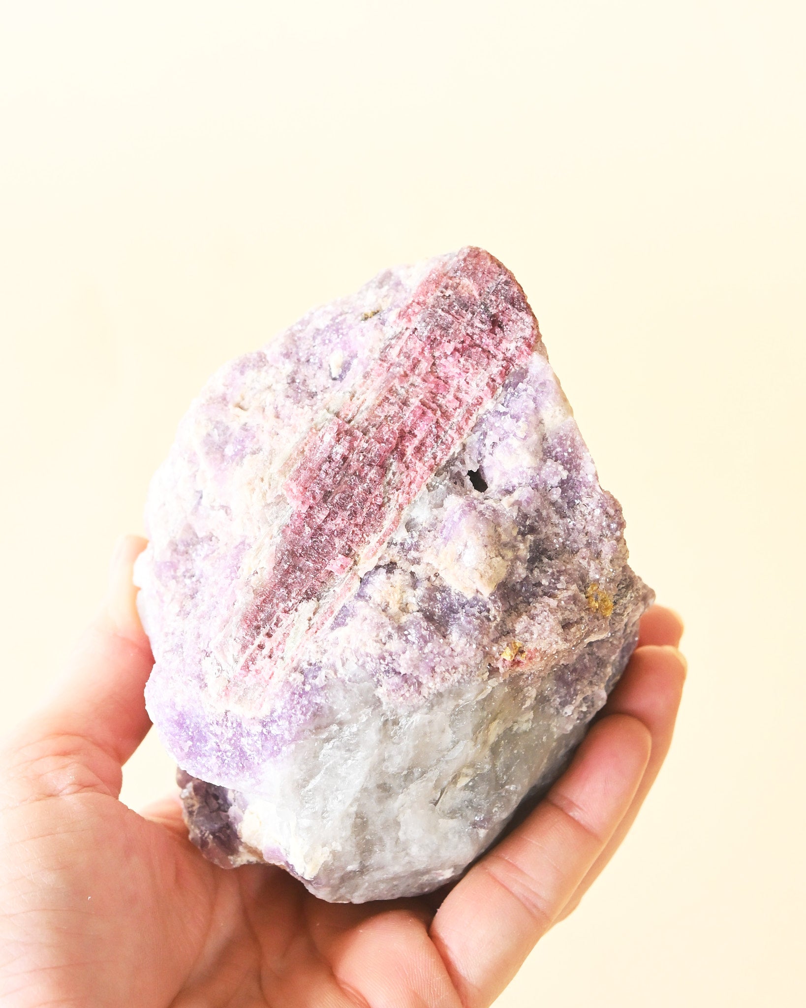 Natural Rough Lepidolite + Pink Tourmaline