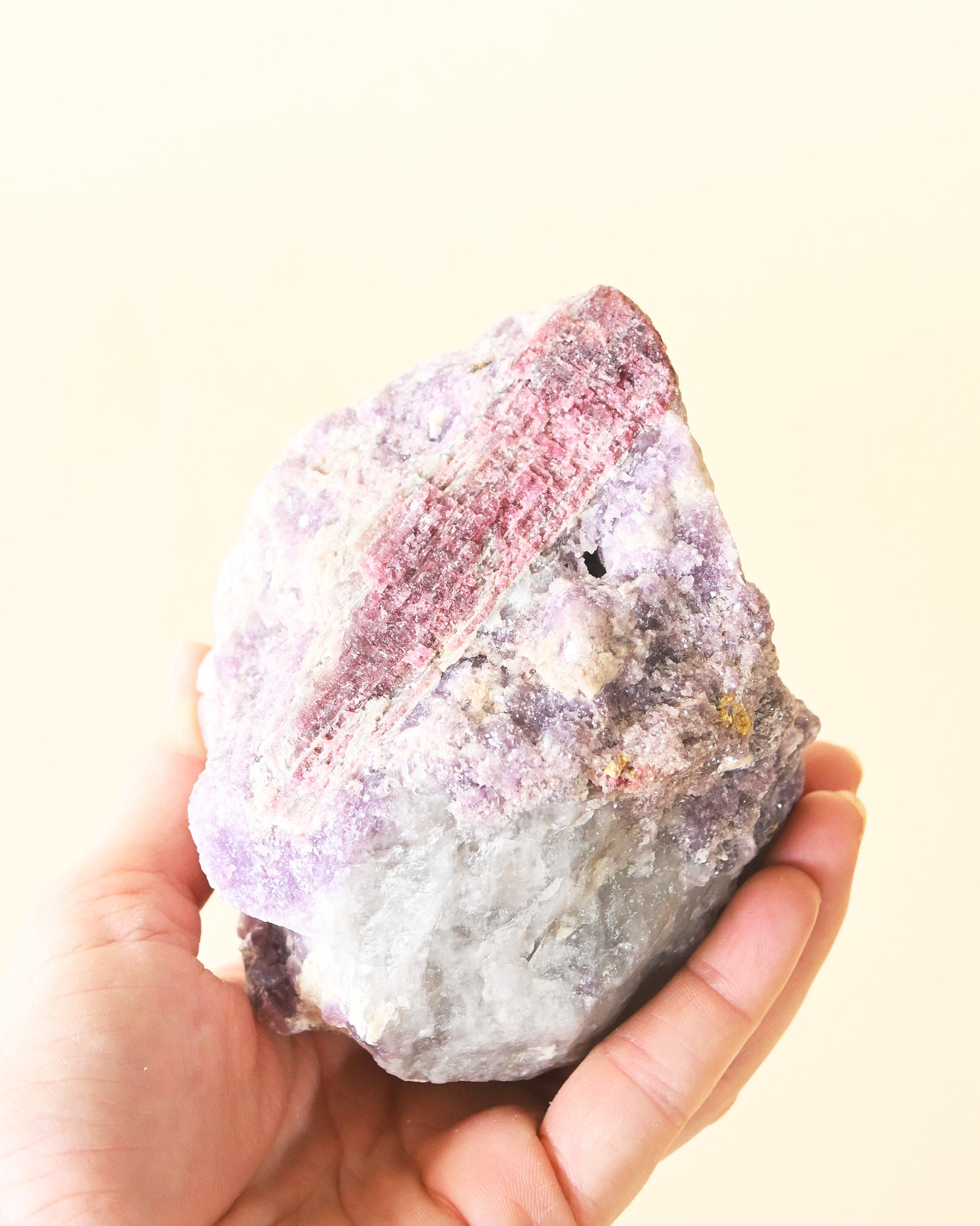 Natural Rough Lepidolite + Pink Tourmaline