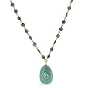 Labradorite and aquamarine pendant necklace in 14k gold vermeil by Rachel Reinhardt