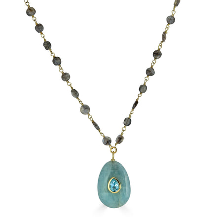 Labradorite and Aquamarine Pendant Necklace — Labradorite crystal specimen