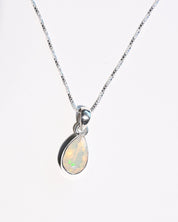Opal teardrop pendant color play detail