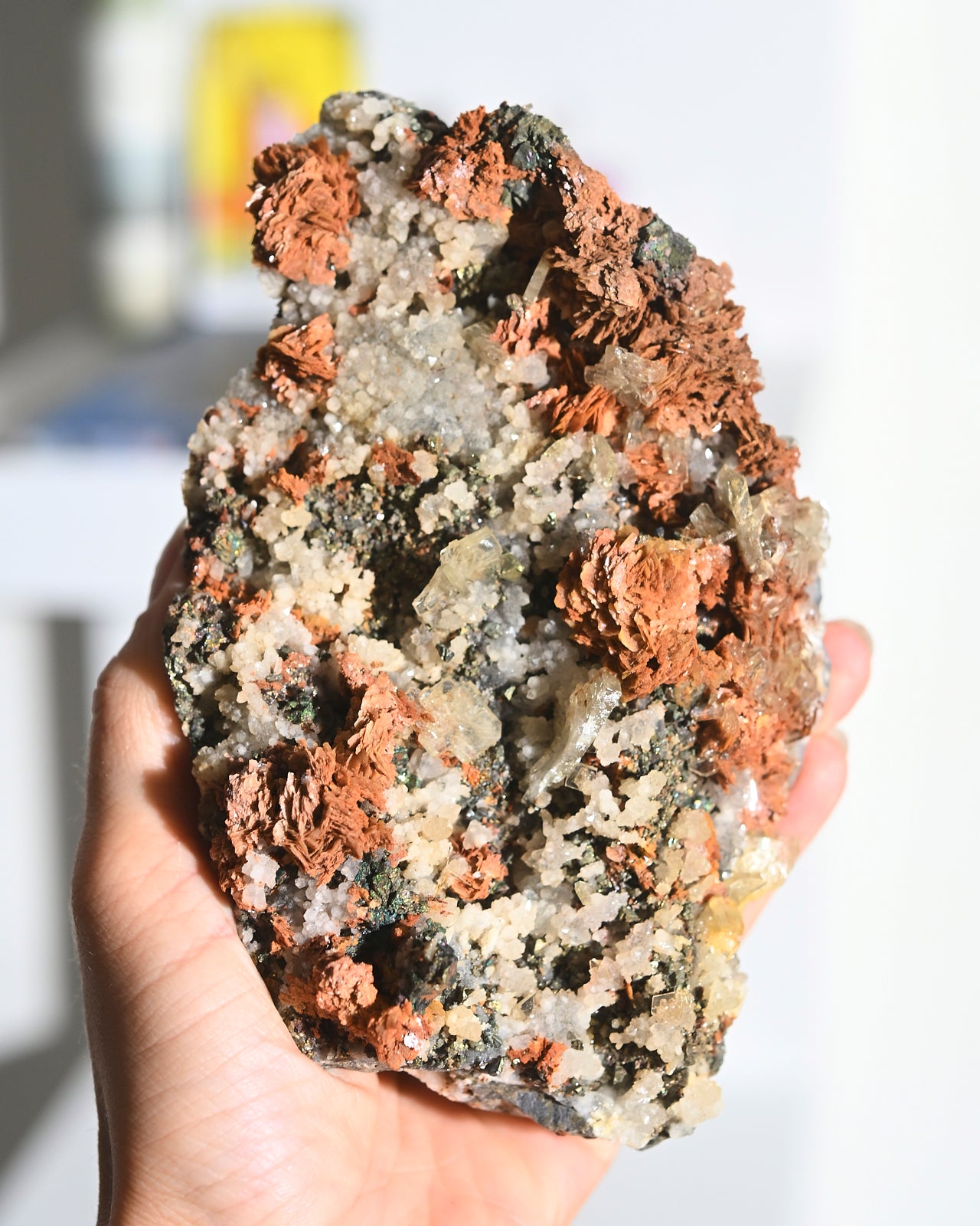 Chalcopyrite Hematite Red Quartz Crystal Cluster with Galena
