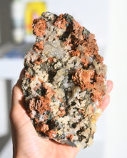 Chalcopyrite Hematite Red Quartz Crystal Cluster with Galena