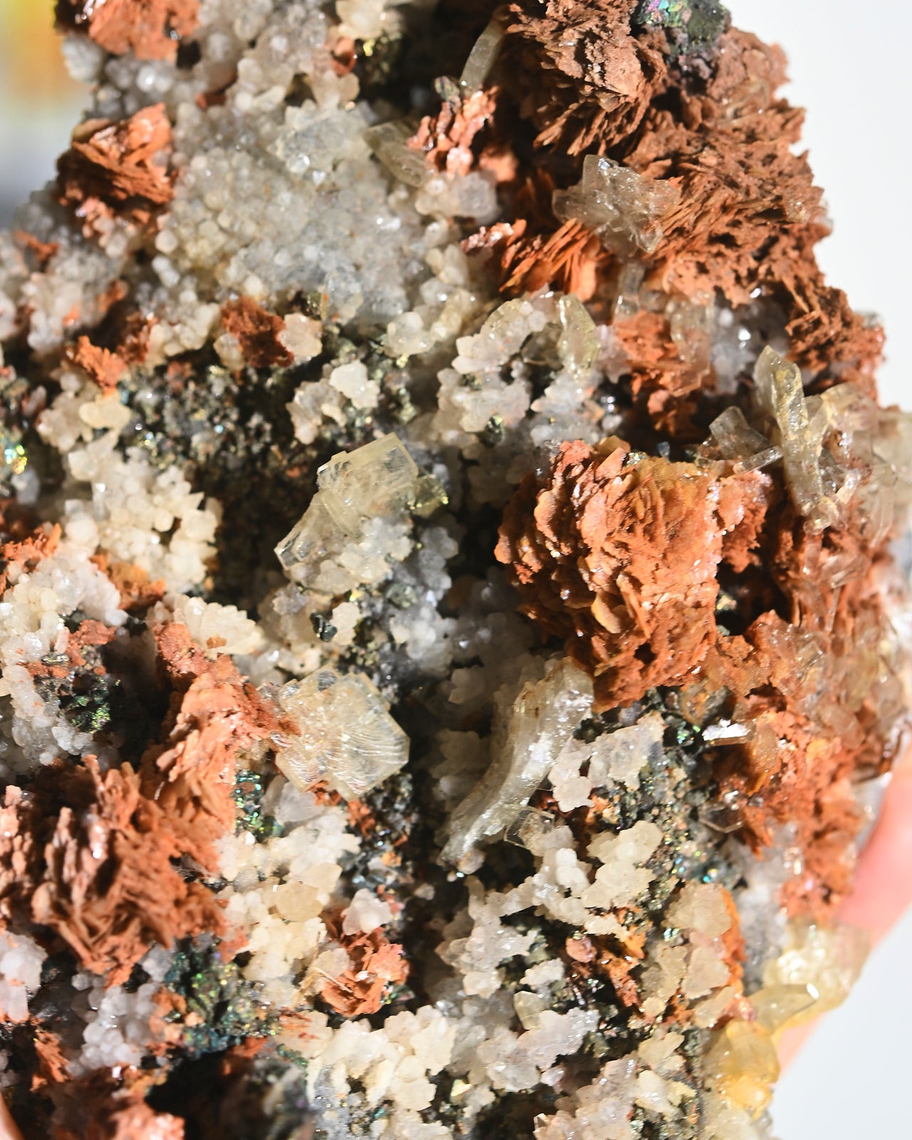 Chalcopyrite Hematite Red Quartz Crystal Cluster with Galena