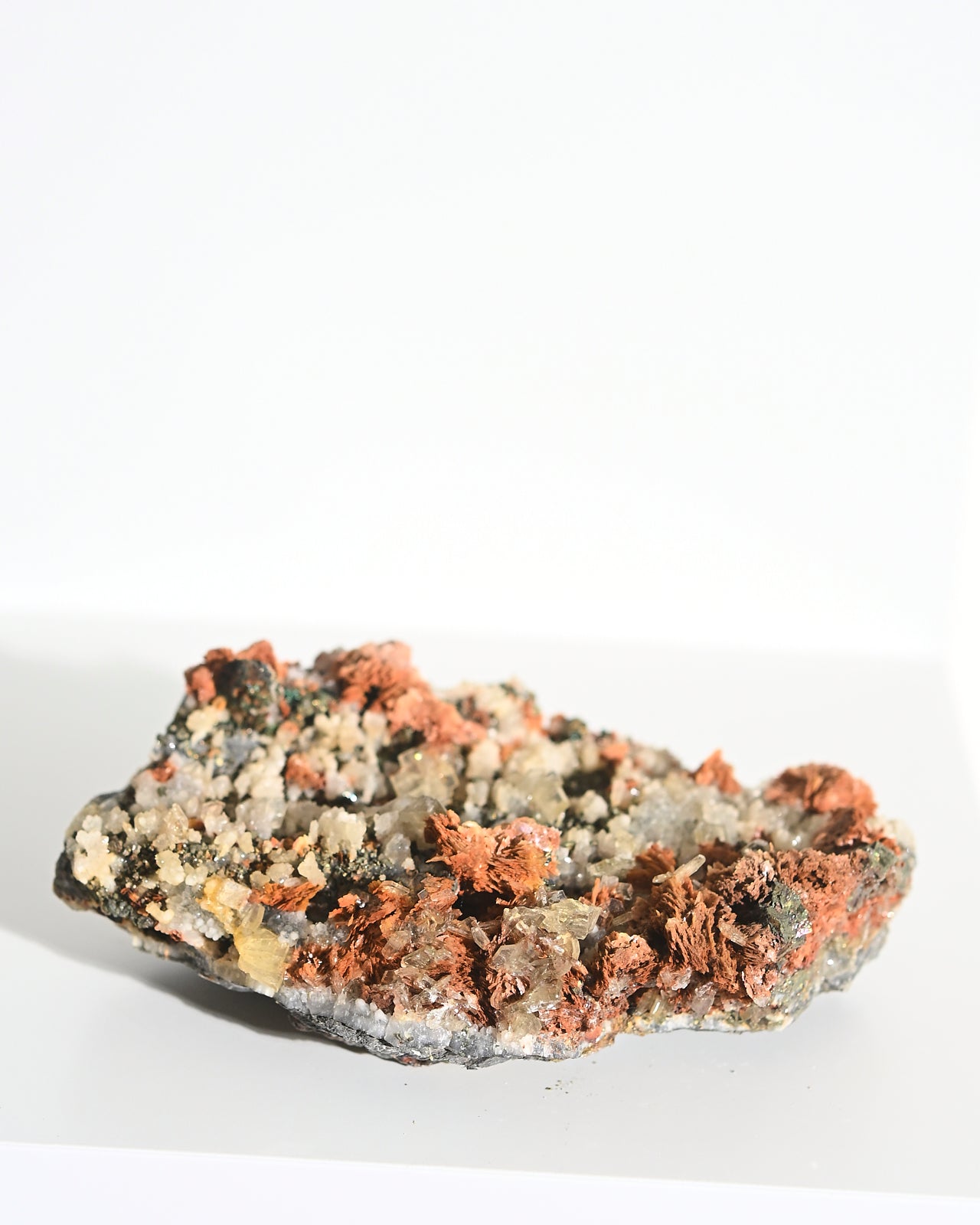 Chalcopyrite Hematite Red Quartz Crystal Cluster with Galena