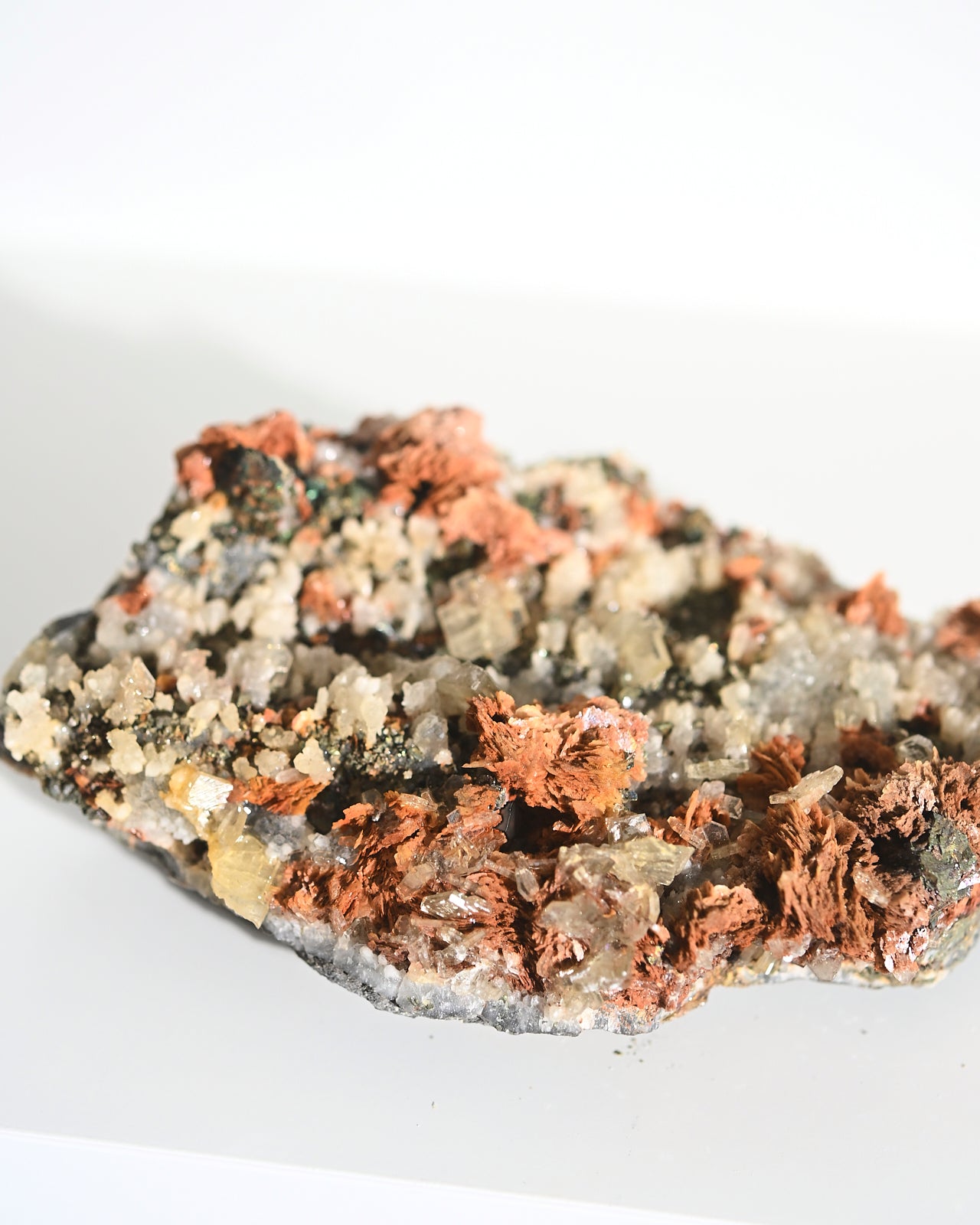 Chalcopyrite Hematite Red Quartz Crystal Cluster with Galena