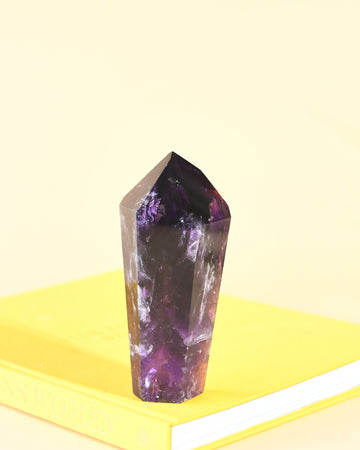 Bahia Phantom Tower 6in - natural amethyst crystal tower point for sale at Crystals.com