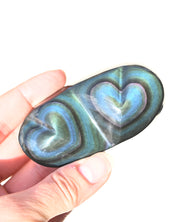 Rainbow Obsidian Double Heart 6.2lbs - obsidian crystal heart shaped in natural light