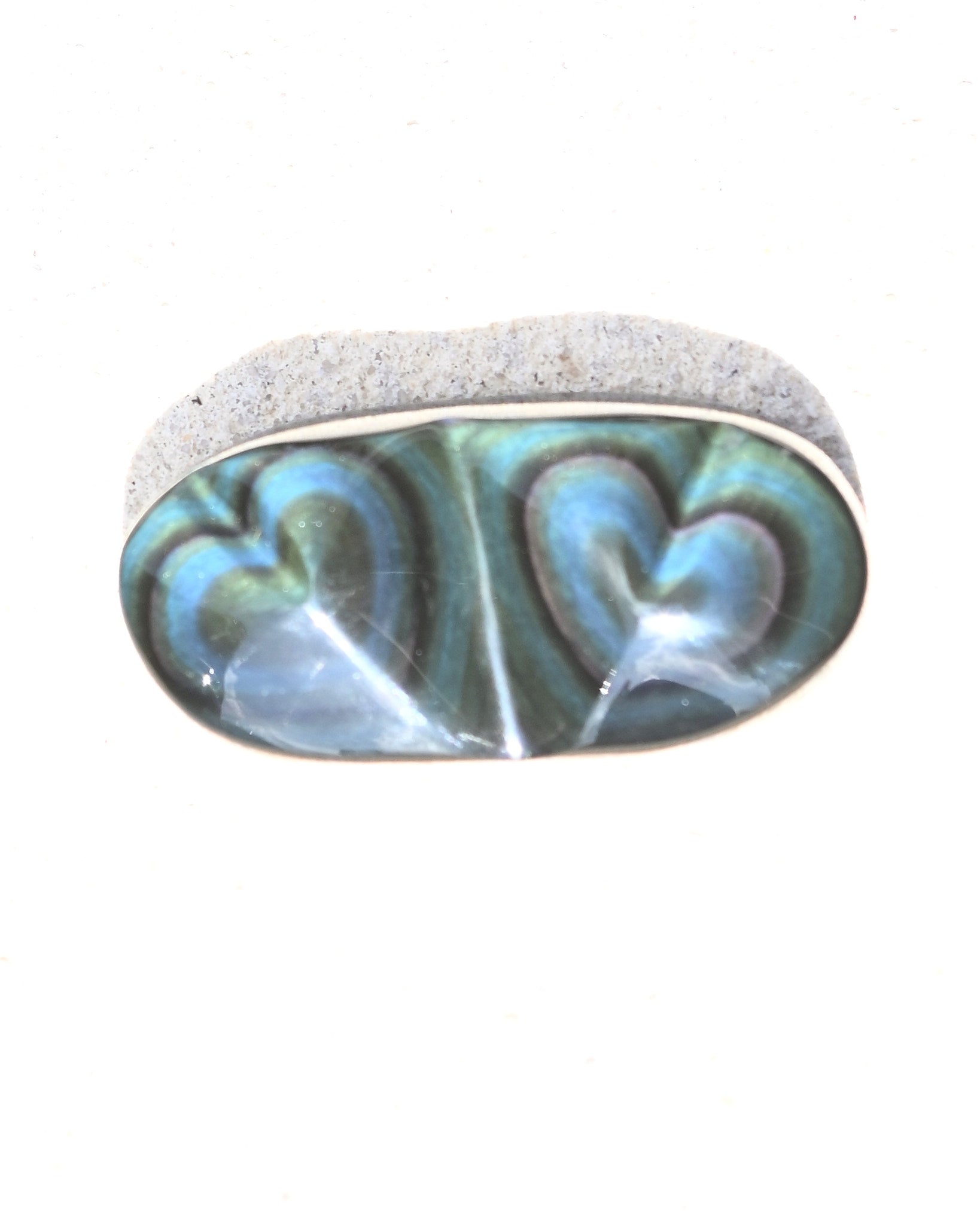 Rainbow Obsidian Double Heart 6.2lbs - obsidian crystal heart shaped side view
