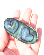 Rainbow Obsidian Double Heart 6.2lbs - obsidian crystal heart shaped styled in home