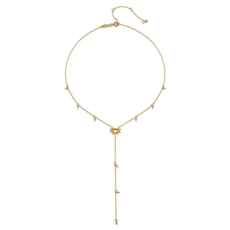 Citrine Sun Lariat Necklace — 18kt Gold 16