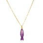 Natural Stone Fish Charm Necklace-Amethyst