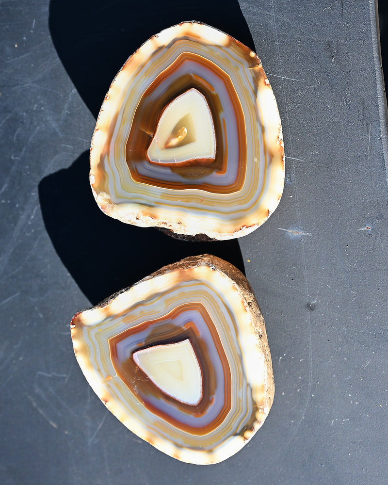 Brazil Agate Matched Pair 2.54 lbs 1950s