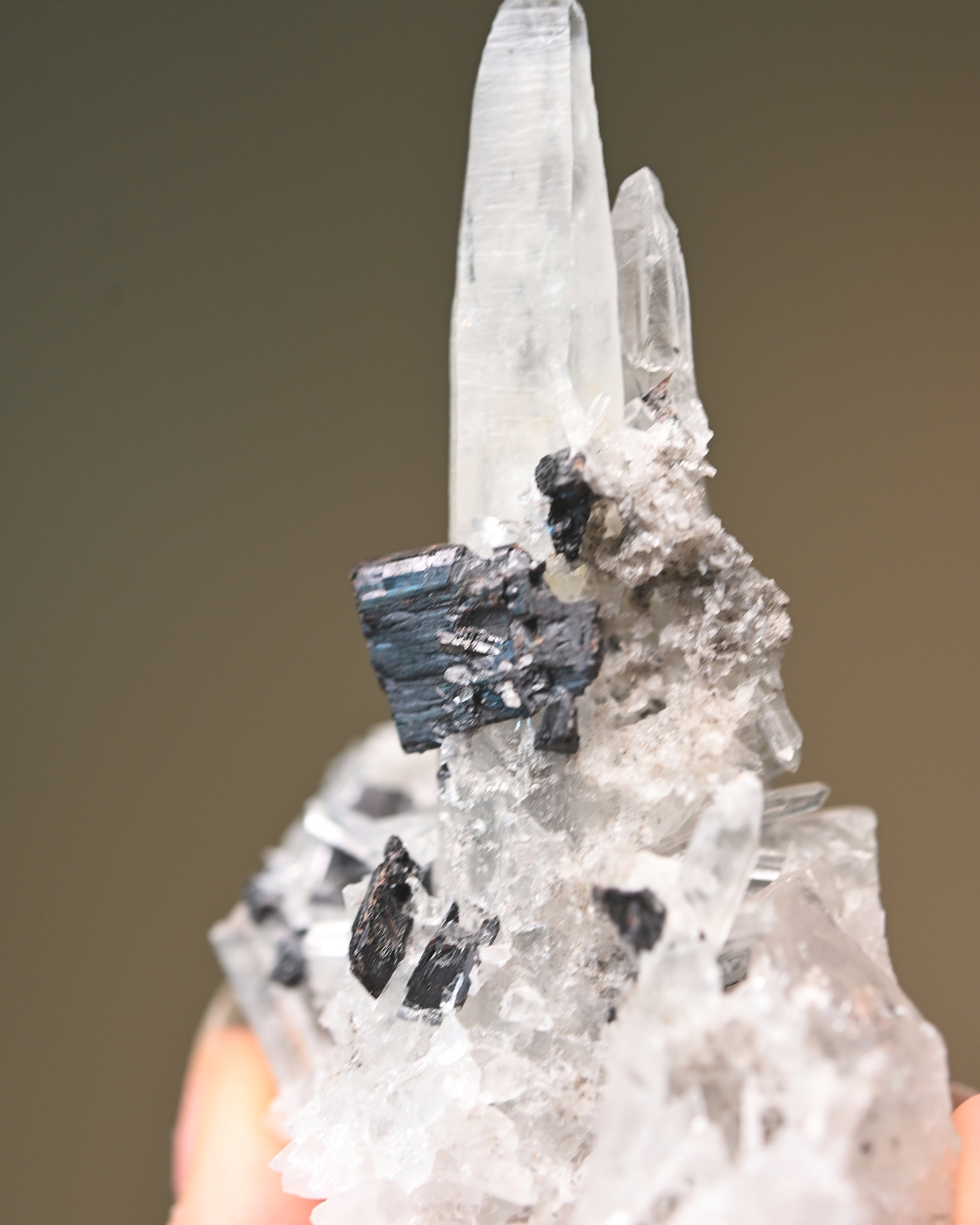 Sm Hubnerite with Quartz 3in