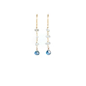 Herkimer Diamond Blue Topaz Drop Earrings Gold Vermeil - Crystals.com