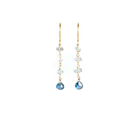 Herkimer Diamond &amp; Blue Topaz Drop Earrings — 18k Gold Vermeil