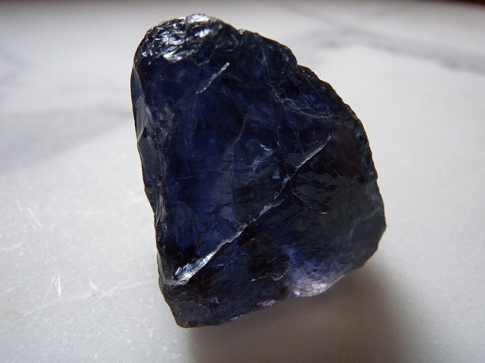 Iolite crystal — Blue, violet-blue, gray specimen, Orthorhombic crystal system