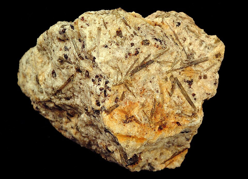 Kornerupine crystal — Green, brown, yellow-green specimen, Orthorhombic crystal system