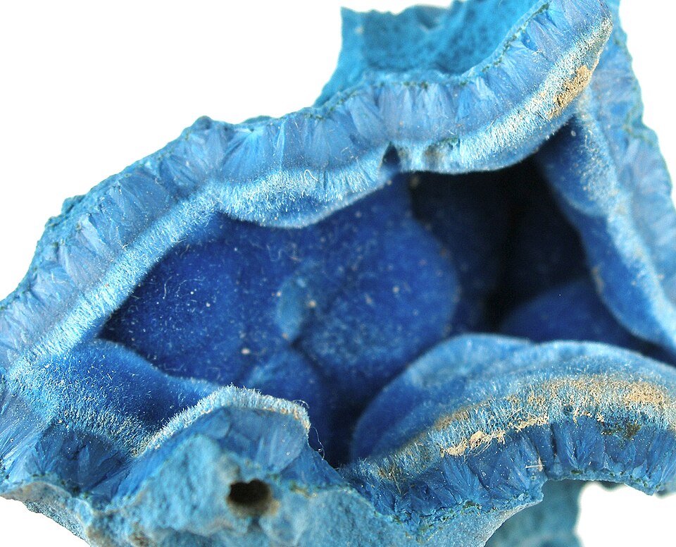 Shattuckite crystal — Deep blue specimen, Orthorhombic crystal system
